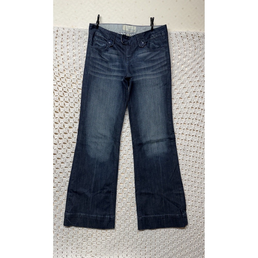 Maurices Flare Jeans Women Sz 3/4 Blue Denim  Wide Leg Western‎ Casual W30 L32